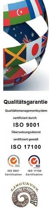 Übersetzungsdients zertifiert ISO 9001/ISO 17100 - Übersetzungsservice in Solingen